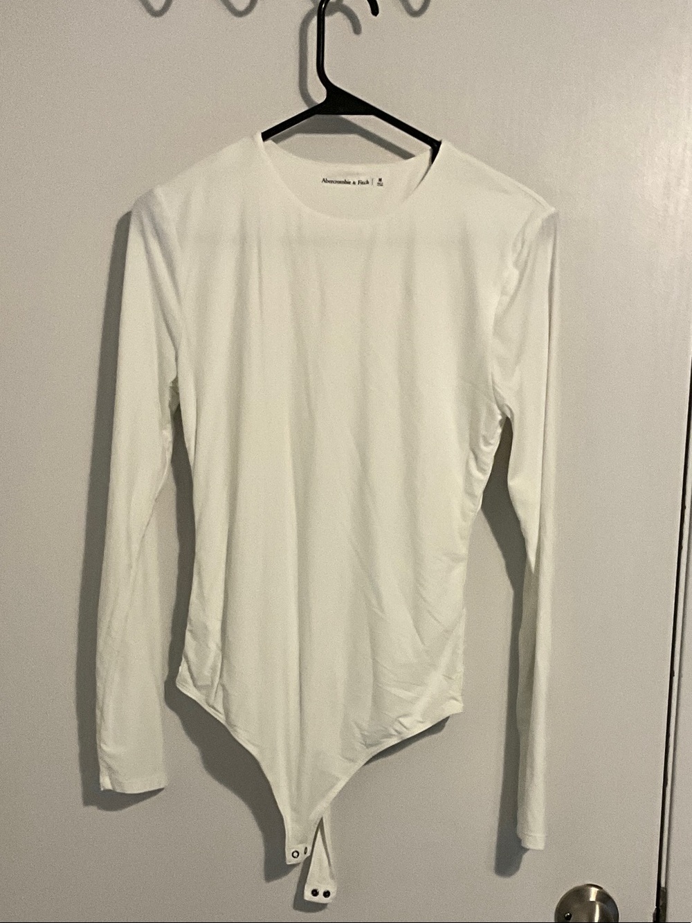 Abercrombie & Fitch Cream Long-Sleeve Crewneck Bodysuit